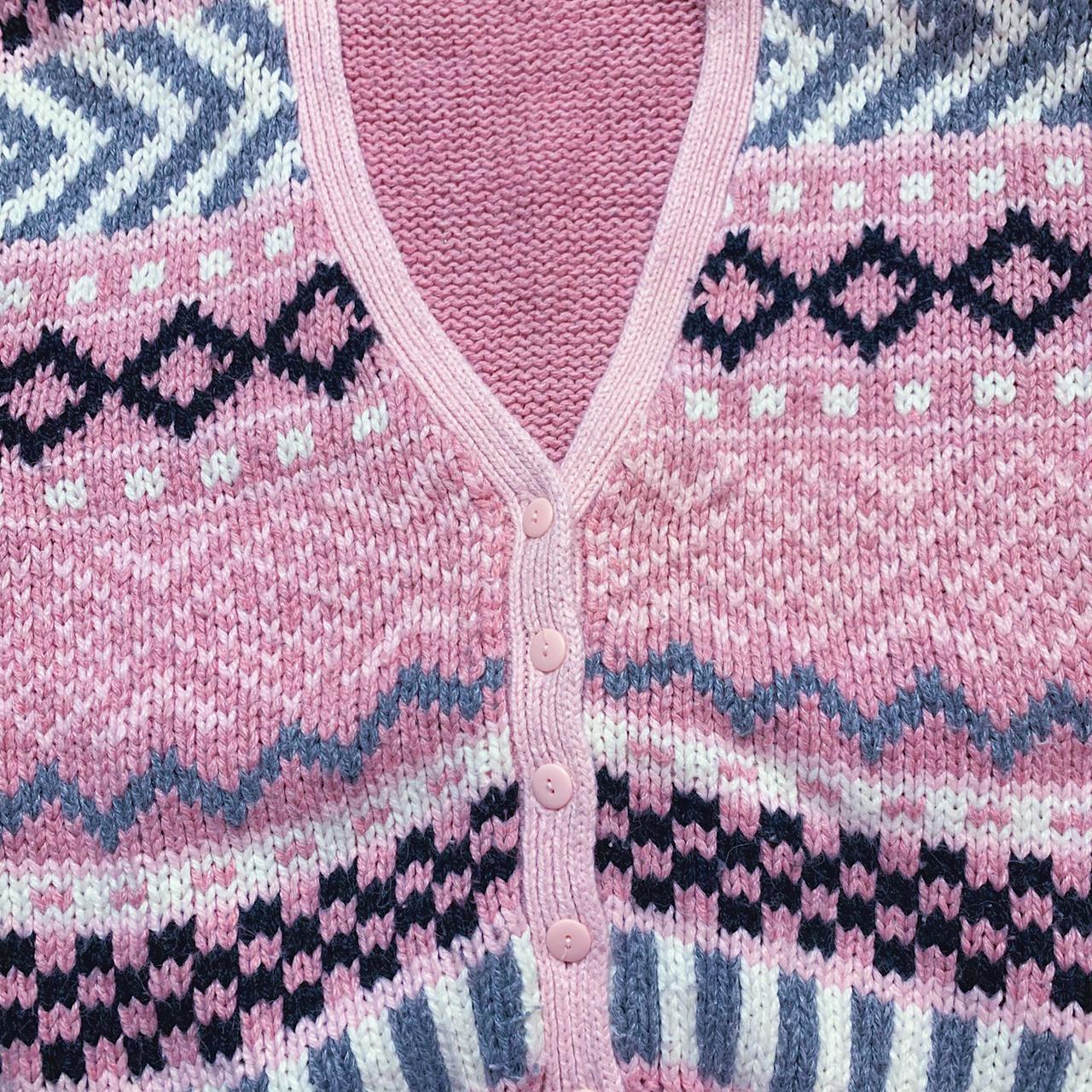 Fairy kei cardigan with pastel colors and geometric... - Depop
