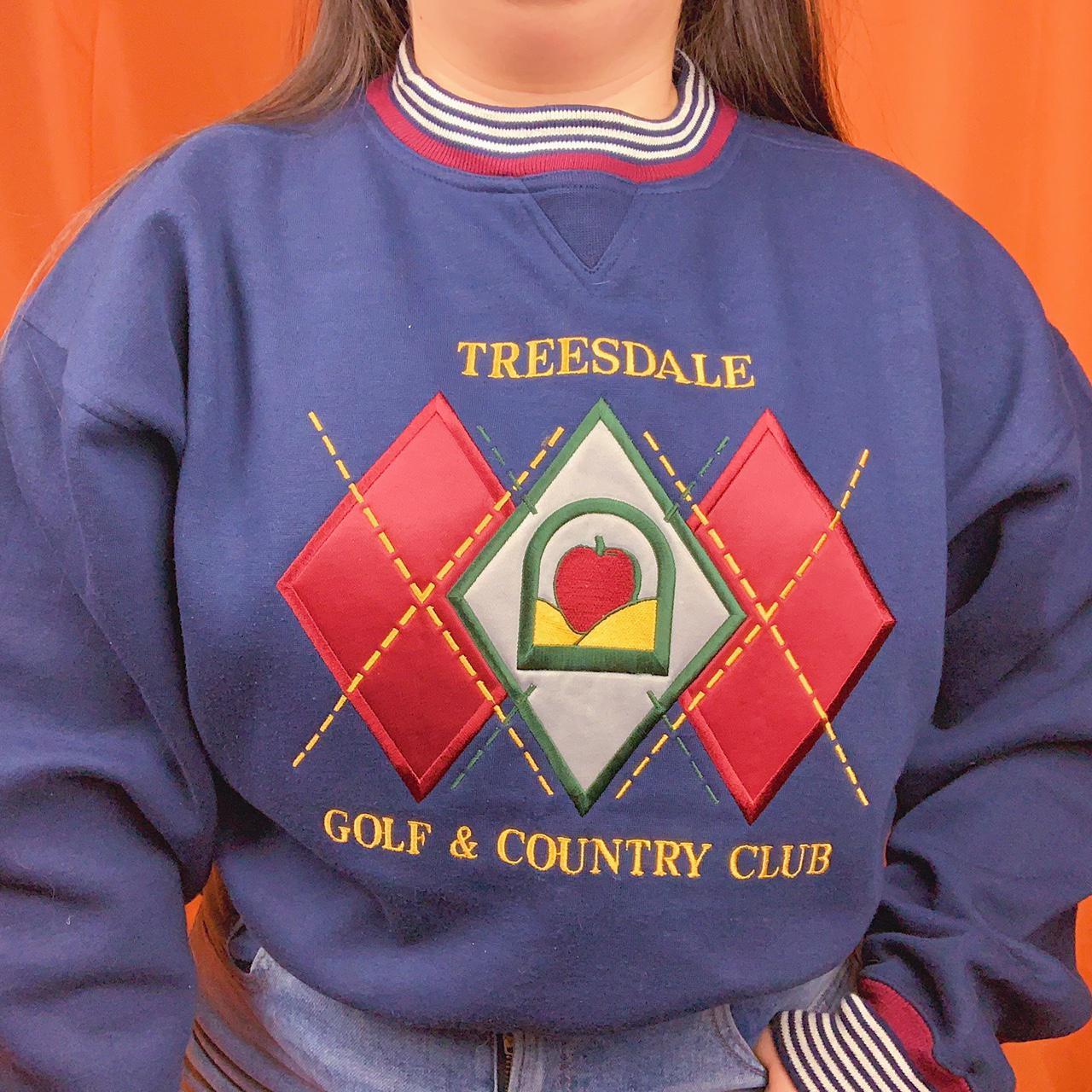 Vintage dad sweater with golf theme and embroidered... Depop
