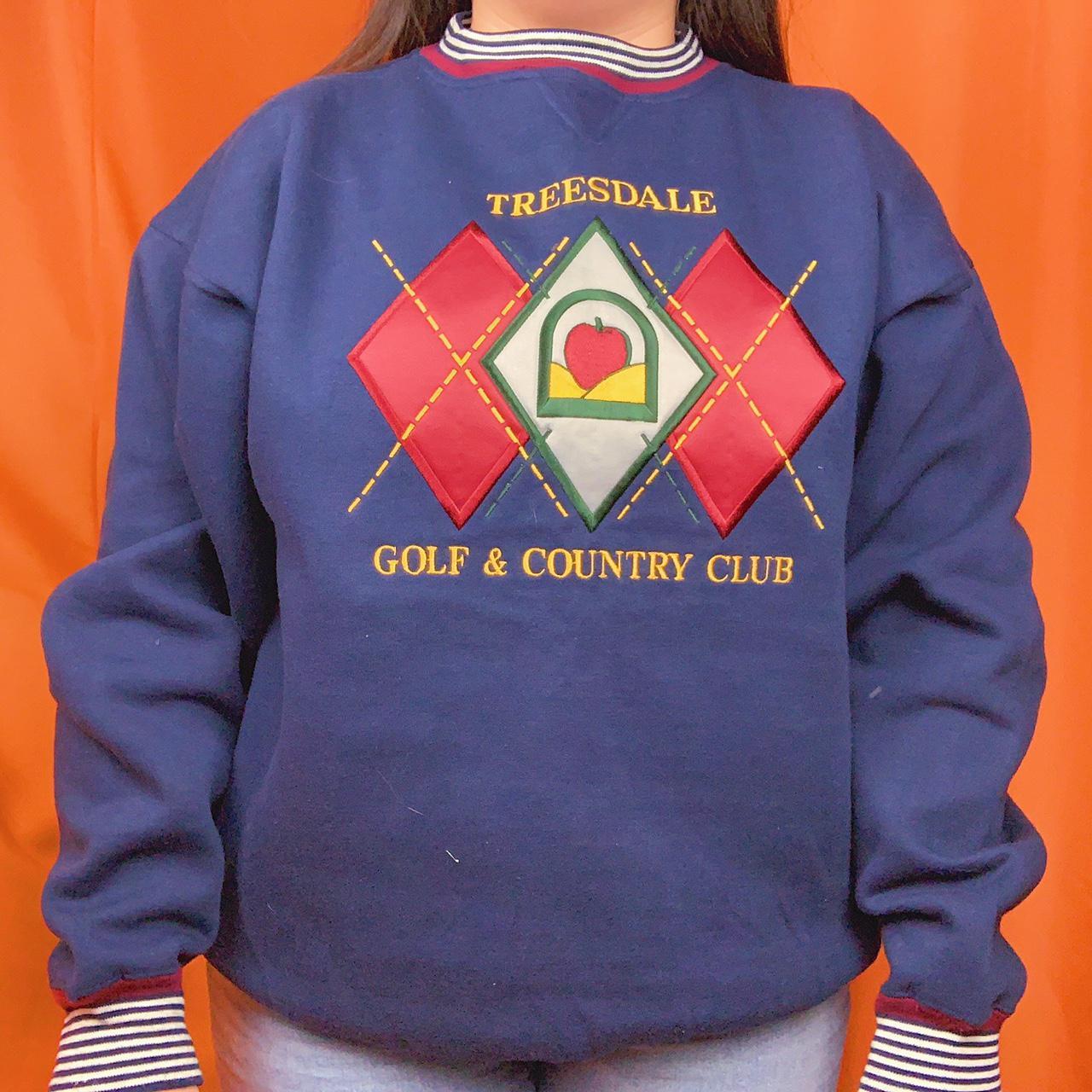 Vintage dad sweater with golf theme and embroidered... Depop