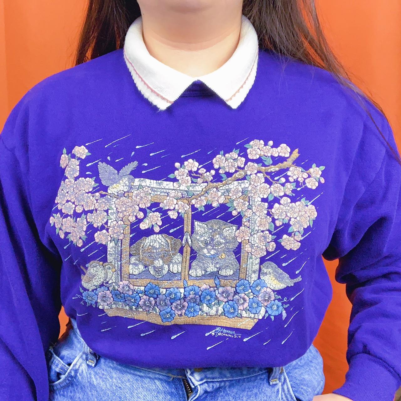 Vintage cat sweater with cute graphic and grandma... Depop