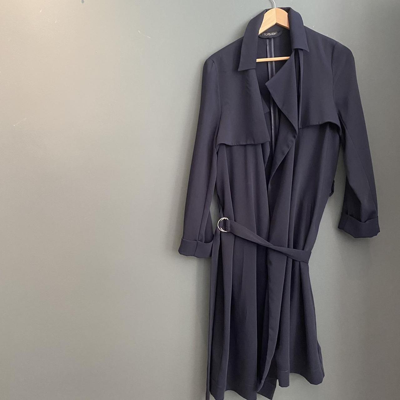 Trendy Navy Lightweight Trench Coat With Belt 