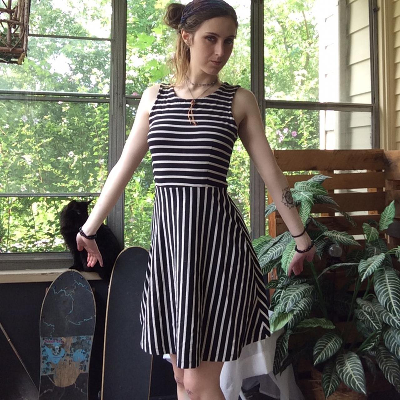 old navy black and white striped dress