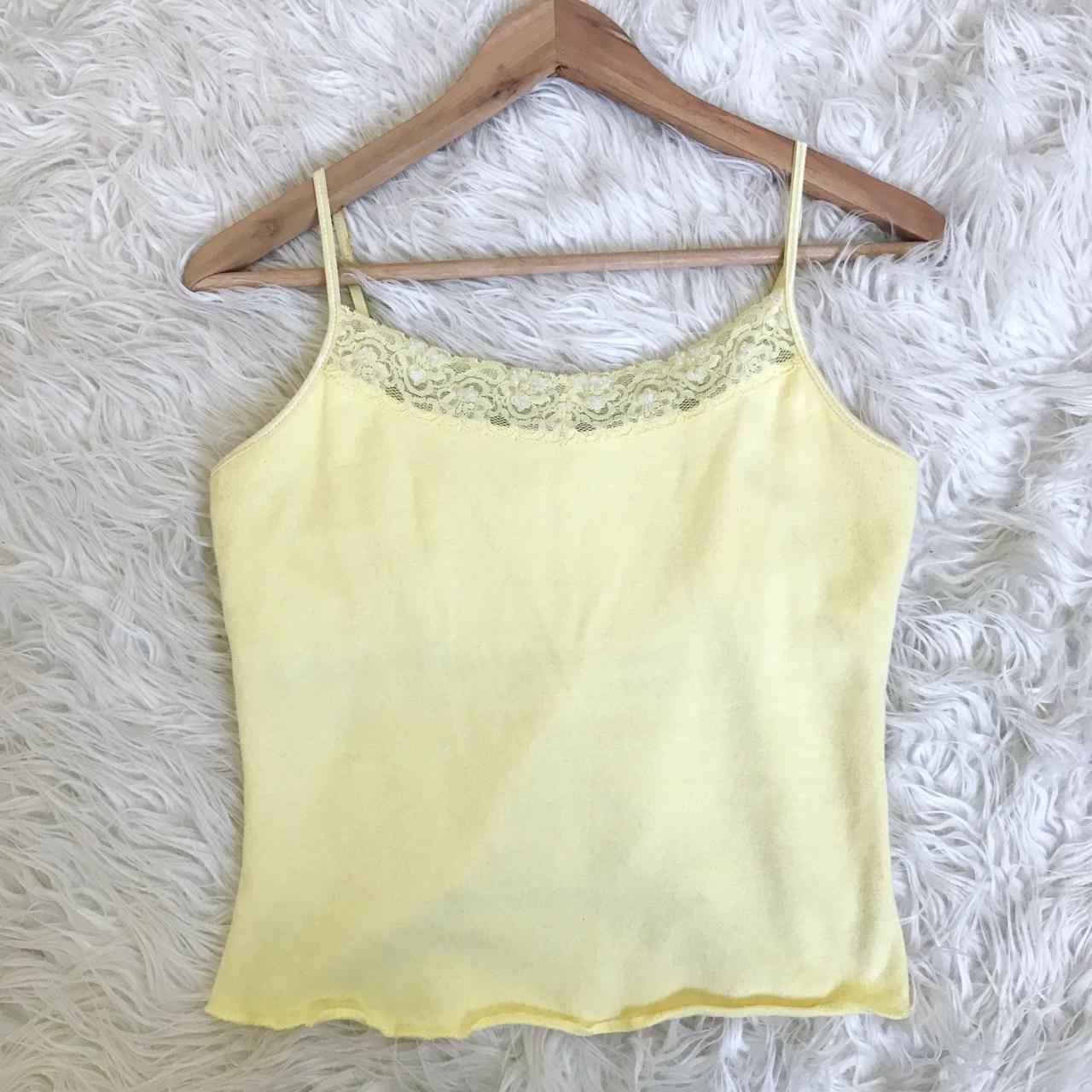 Y2K Yellow Tank Top ✌️ Adjustable straps and a built - Depop