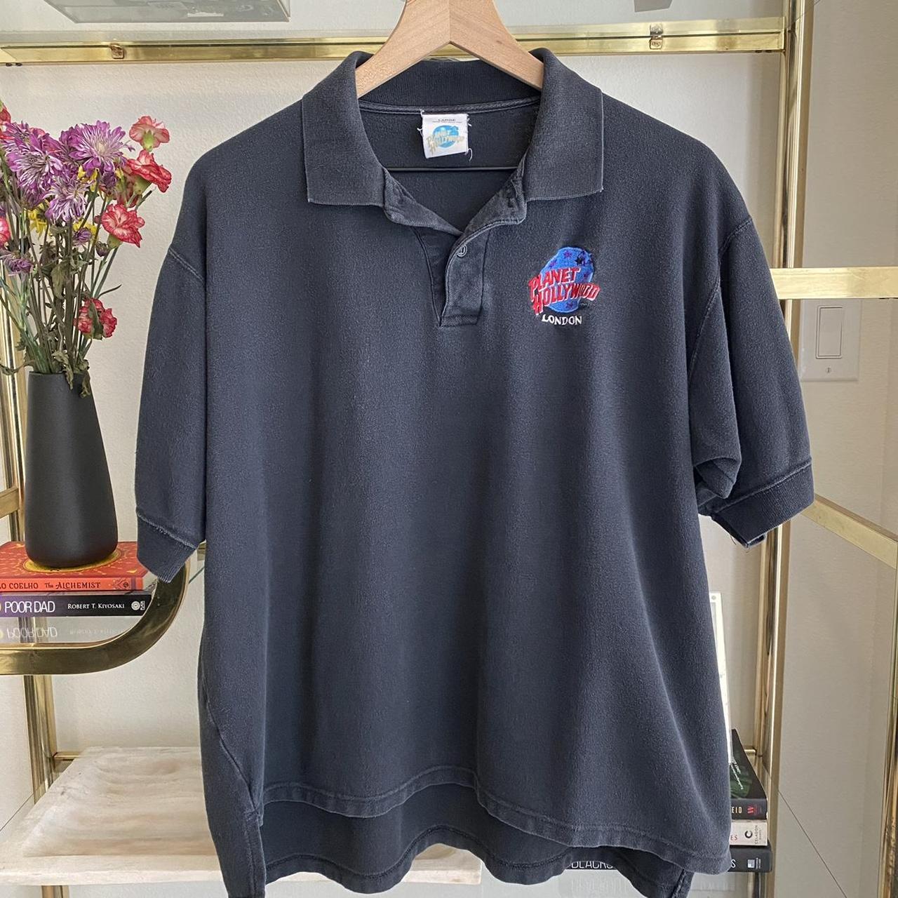 Vintage 90s Planet Hollywood Long Collared Polo... - Depop