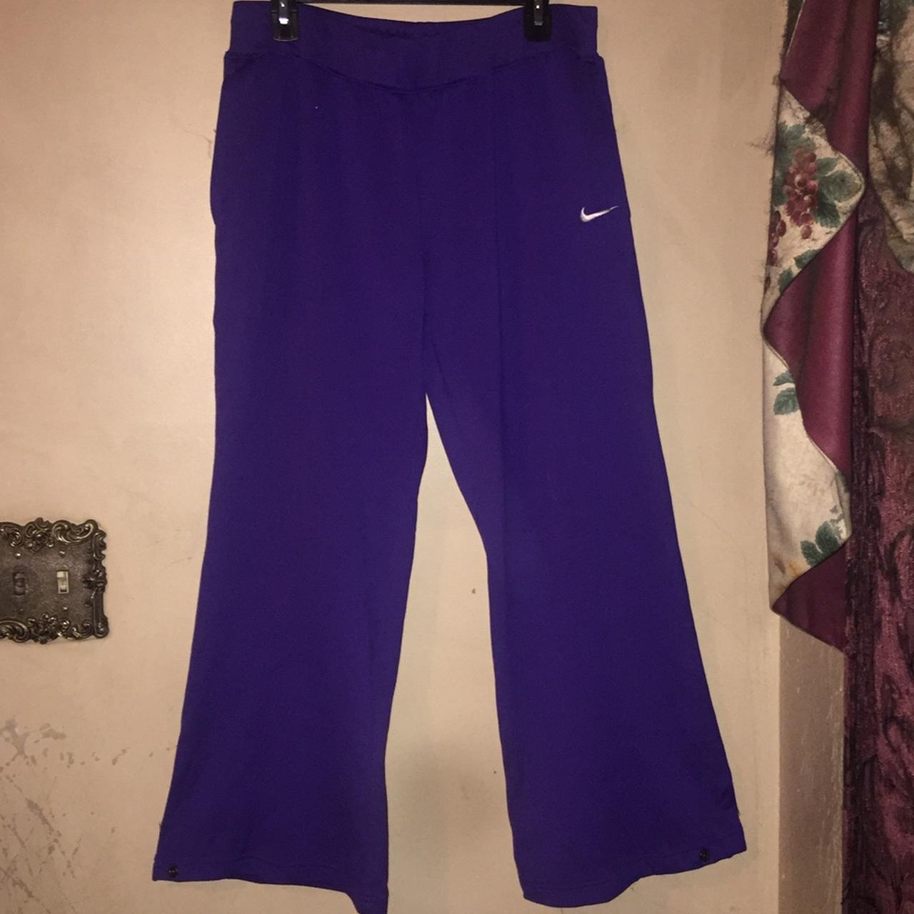 Nike Dri-Fit Y2K Black & Purple Wide Leg Yoga - Depop