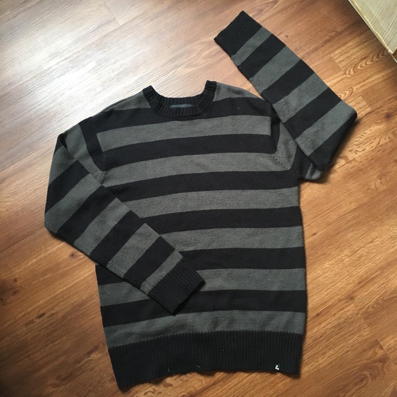 grey black striped sweater