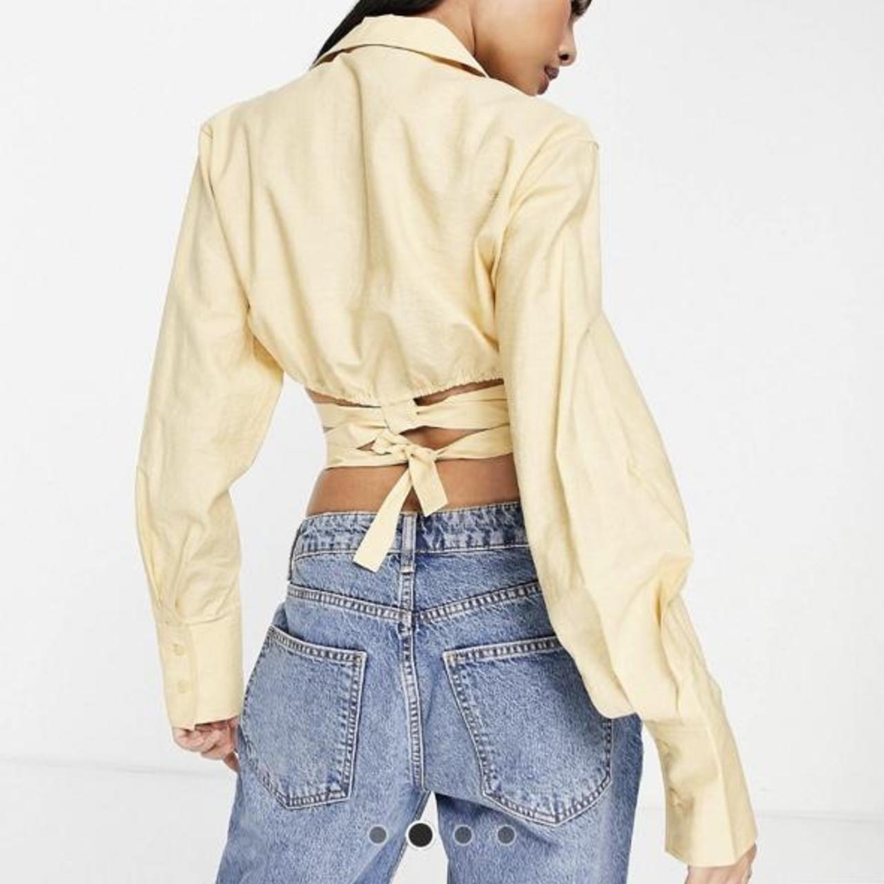 AND OTHER STORIES YELLOW LINEN BLEND WRAP TOP. WORN... Depop