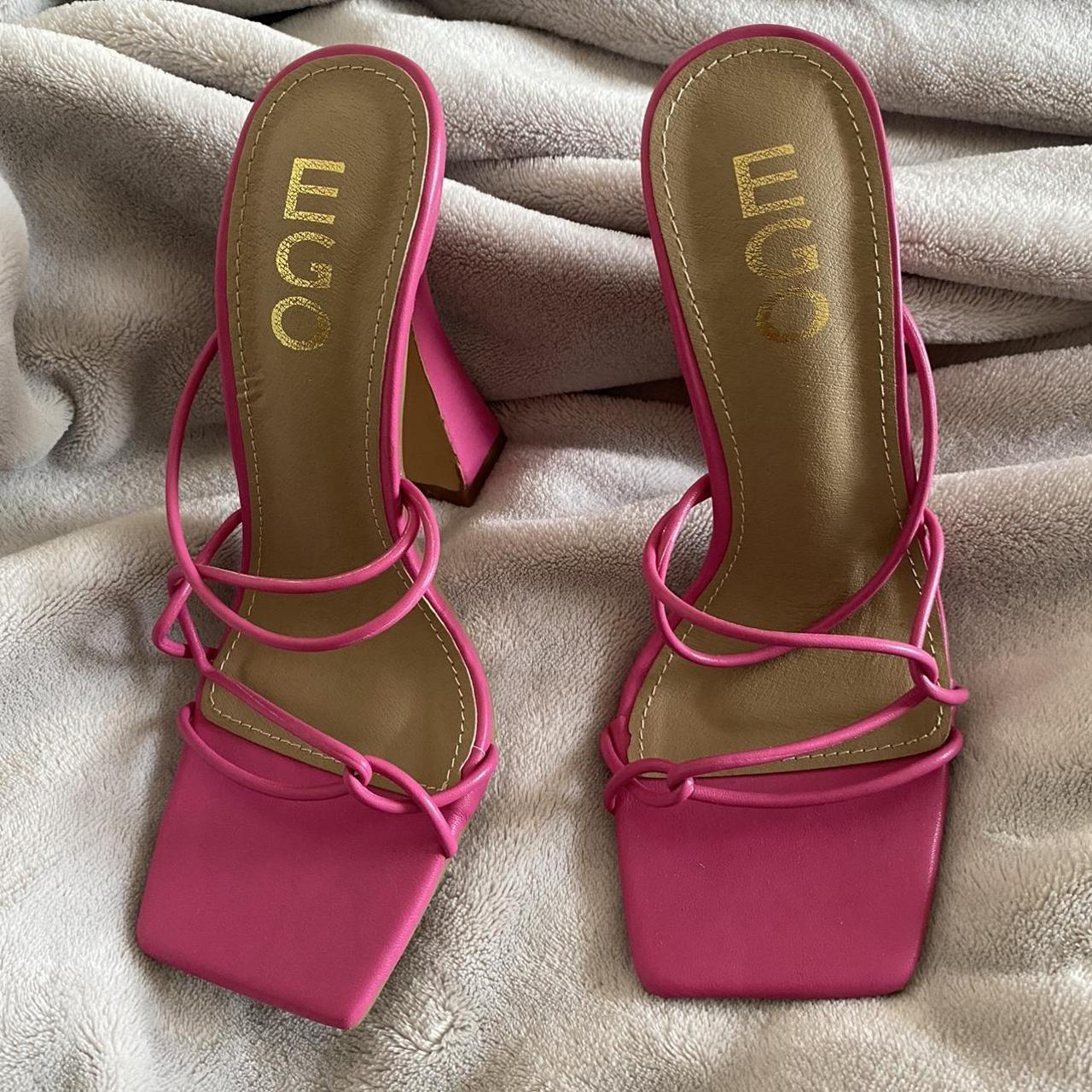 Pink Simmi mule heels Worn once Size 3 #simmi #pink - Depop