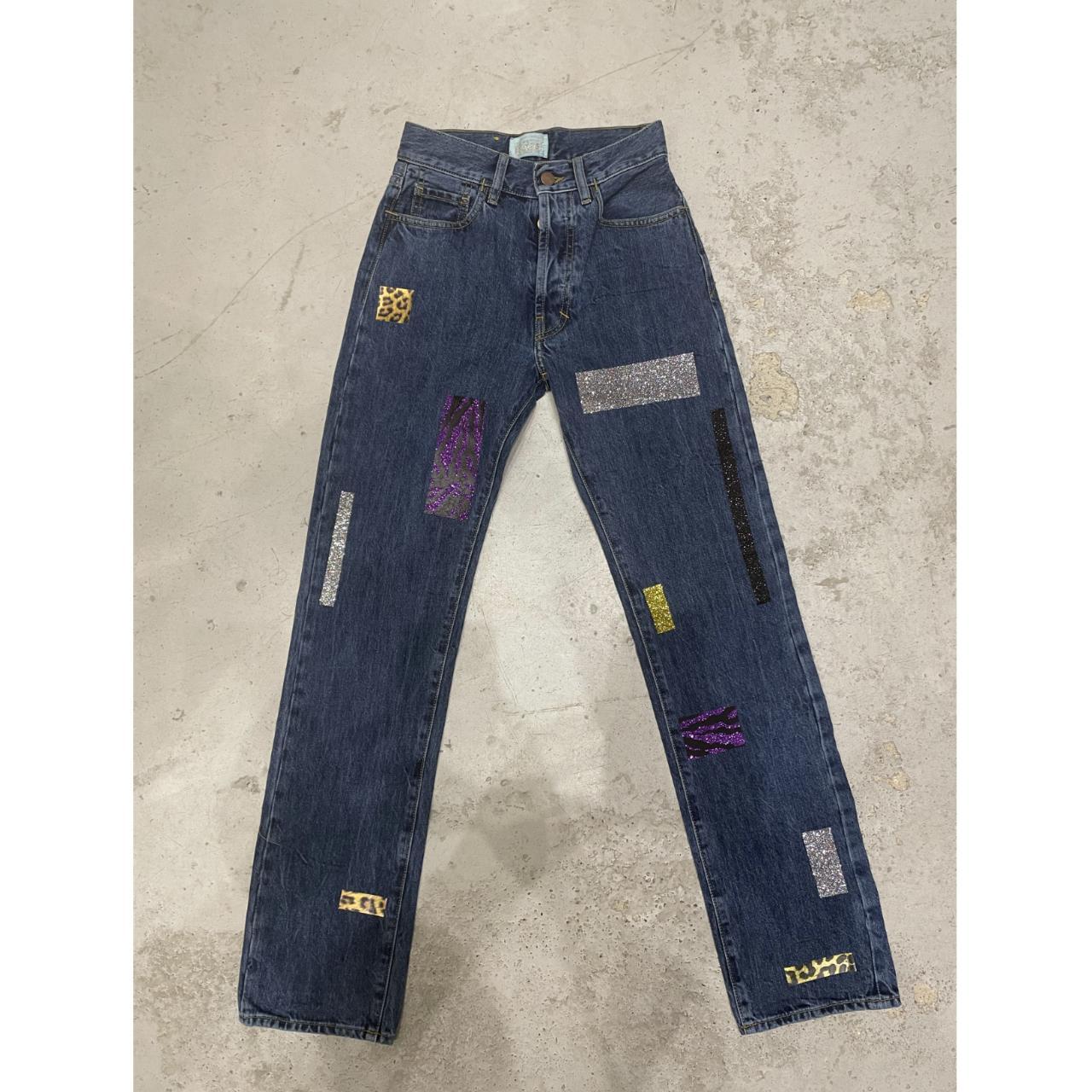 LILY JEANS WITH VINYL GLITTER SIZE: 24 AVAILABLE TO... - Depop