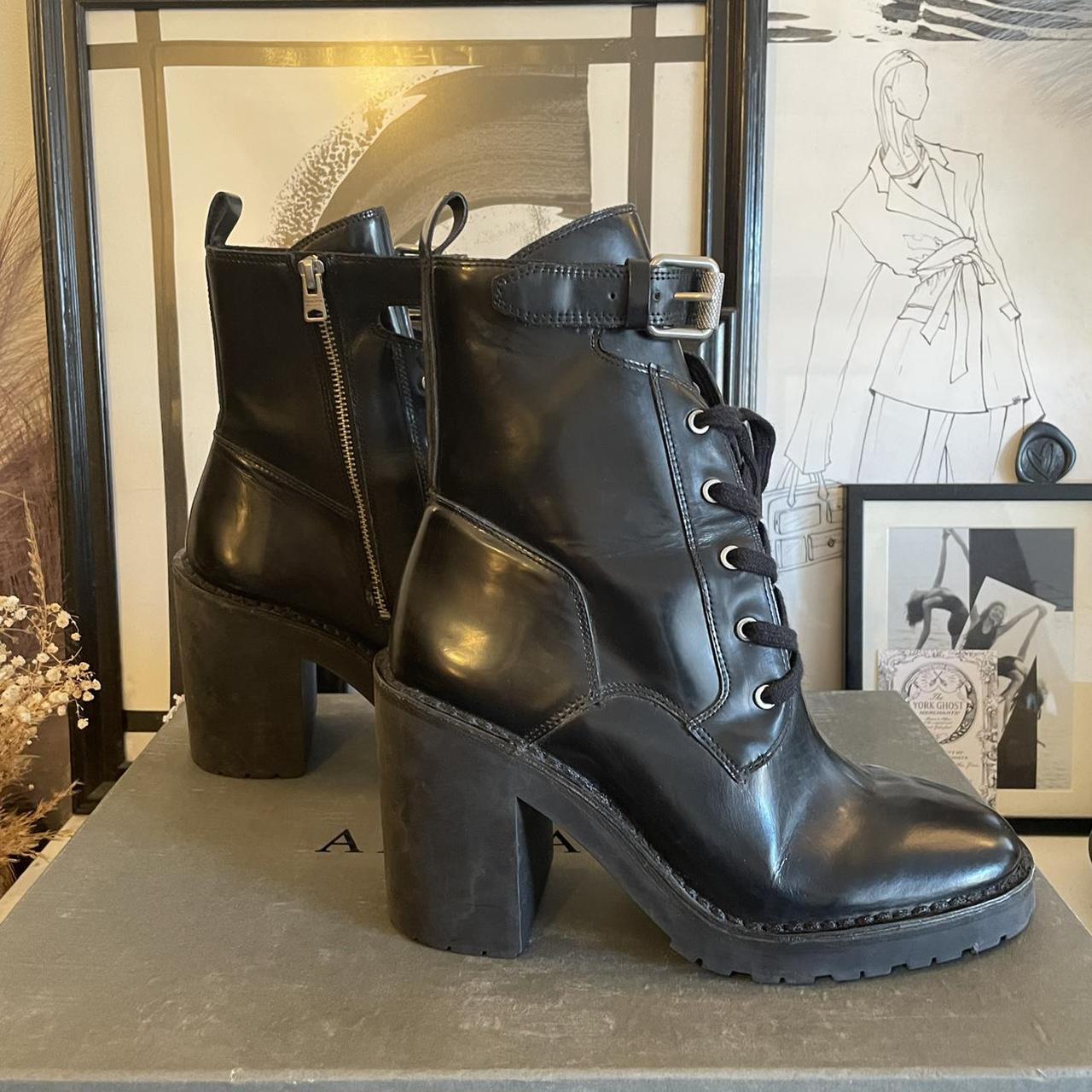 AllSaints Casey Heeled real leather boots Patent... - Depop