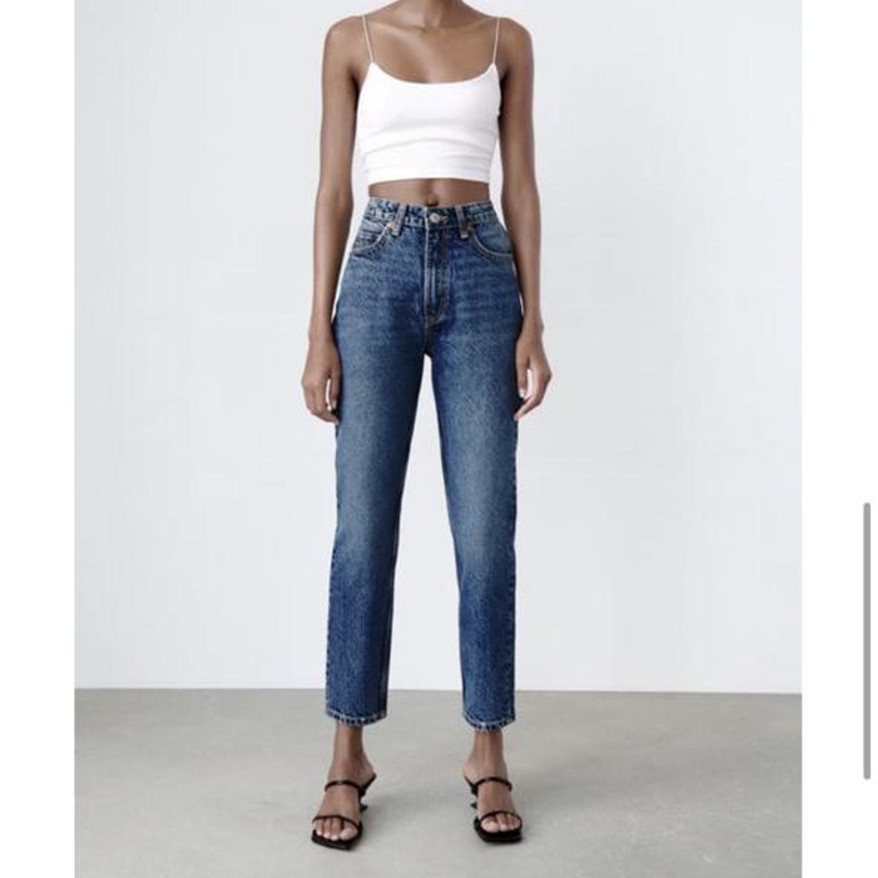 zara navy blue mom jeans