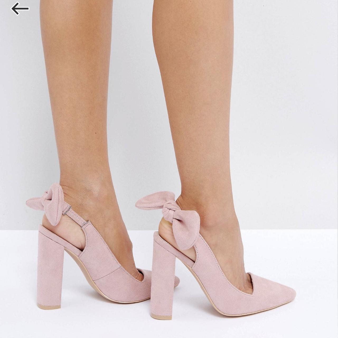 Pink Public Desire Bow Heels Public Desire Pink Suede Sling Back