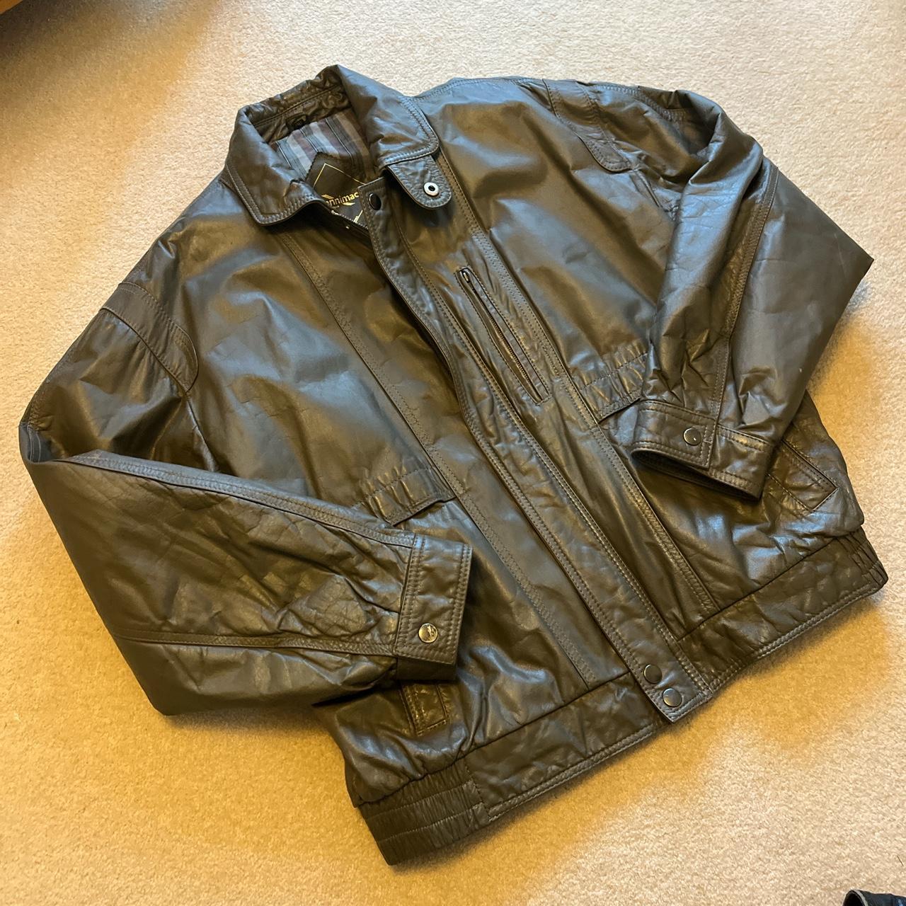 Vintage grey leather bomber jacket Vintage 90s y2k... Depop
