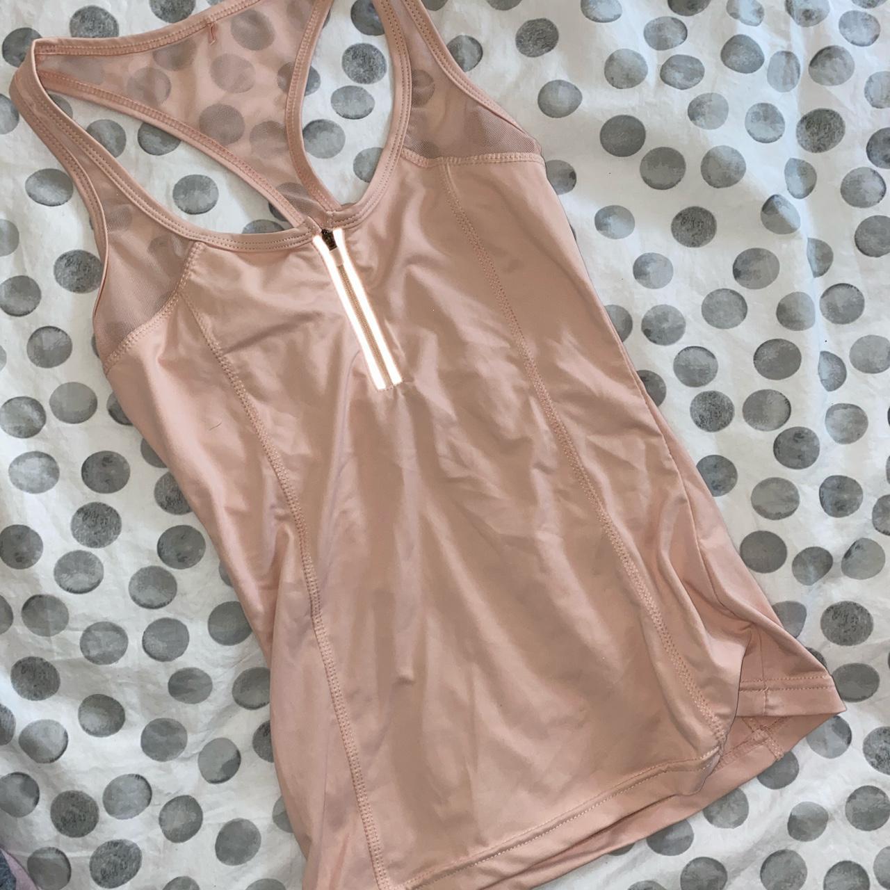 Primark baby pink vest, slim fit with mesh detailing... Depop