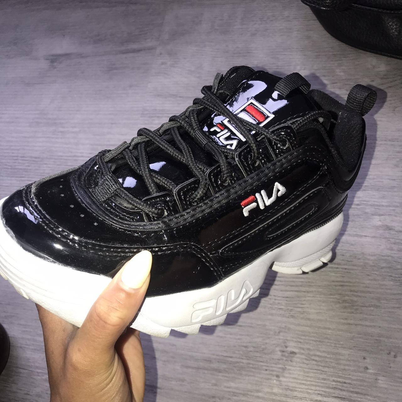 Fila disruptor enamel on sale black