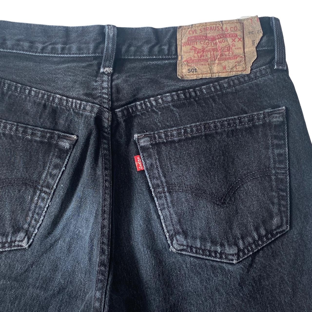 Vintage 90s Levis 501 black denim shorts Made in... - Depop