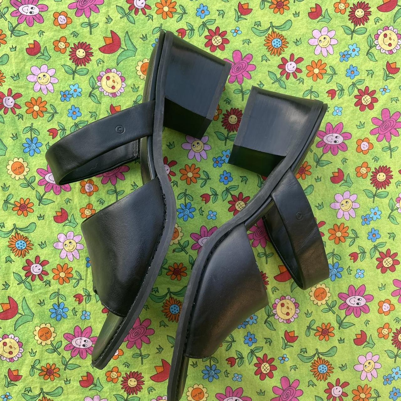 Vintage 90’s Black Leather Block Heel... - Depop