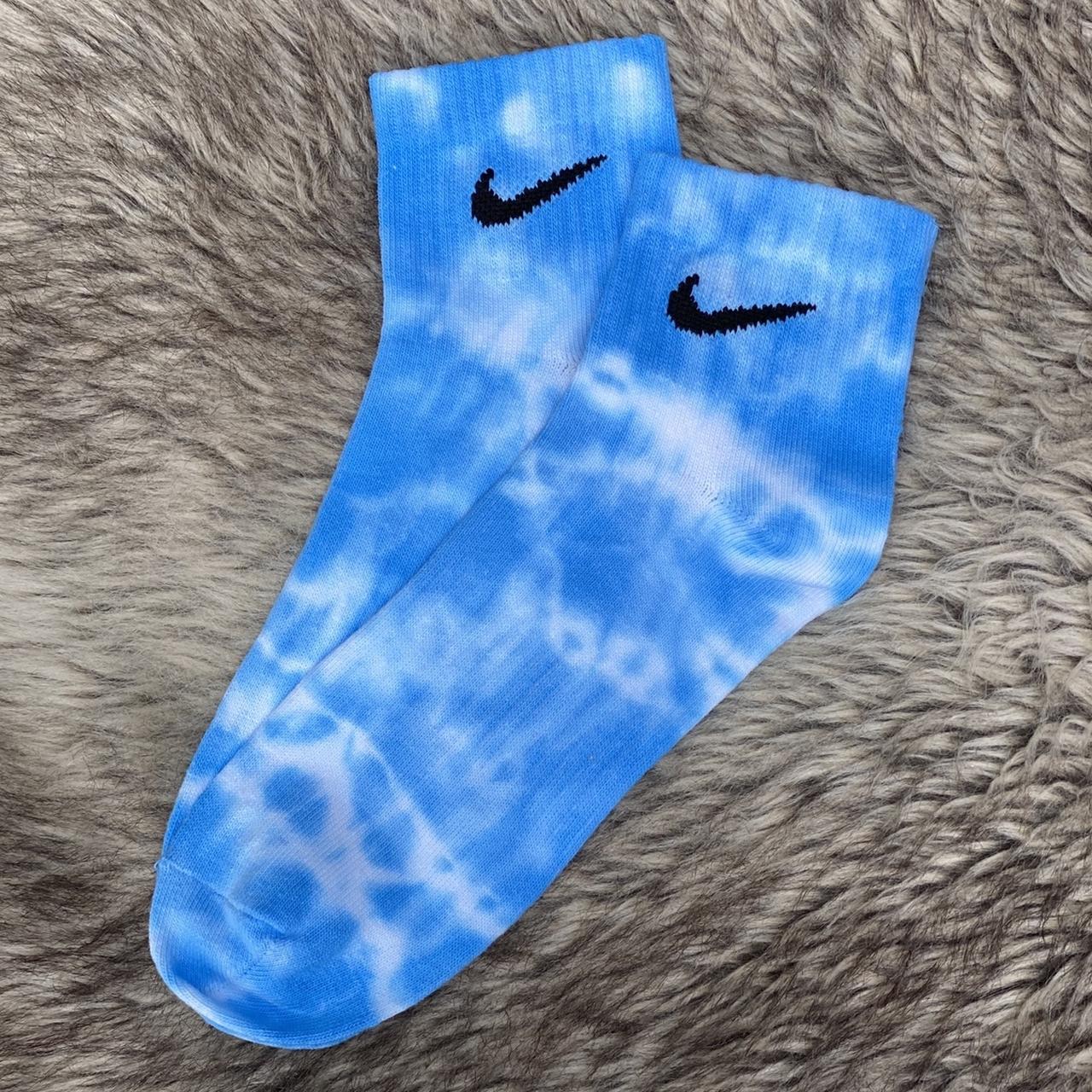 blue nike tie dye socks
