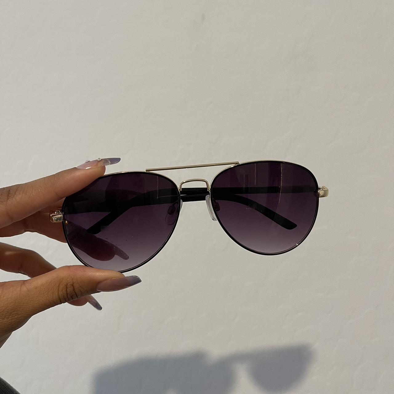 Wild Fable Women's Black and Gold Sunglasses Depop