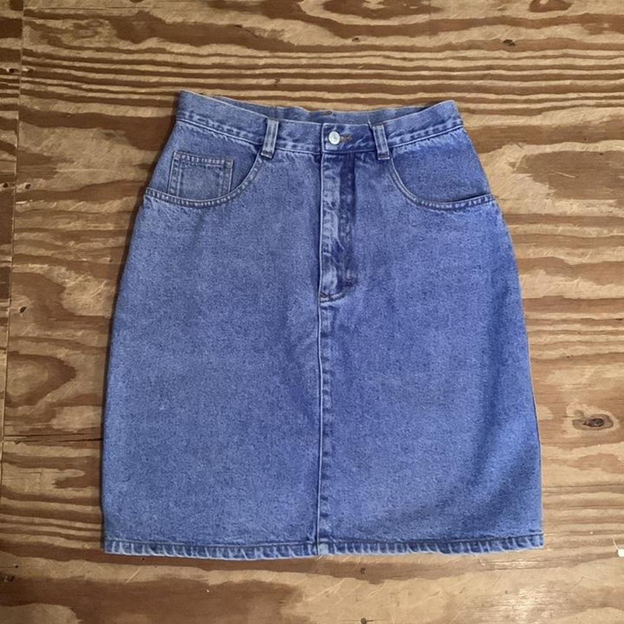 Vintage Jordache jean skirt medium wash with... - Depop