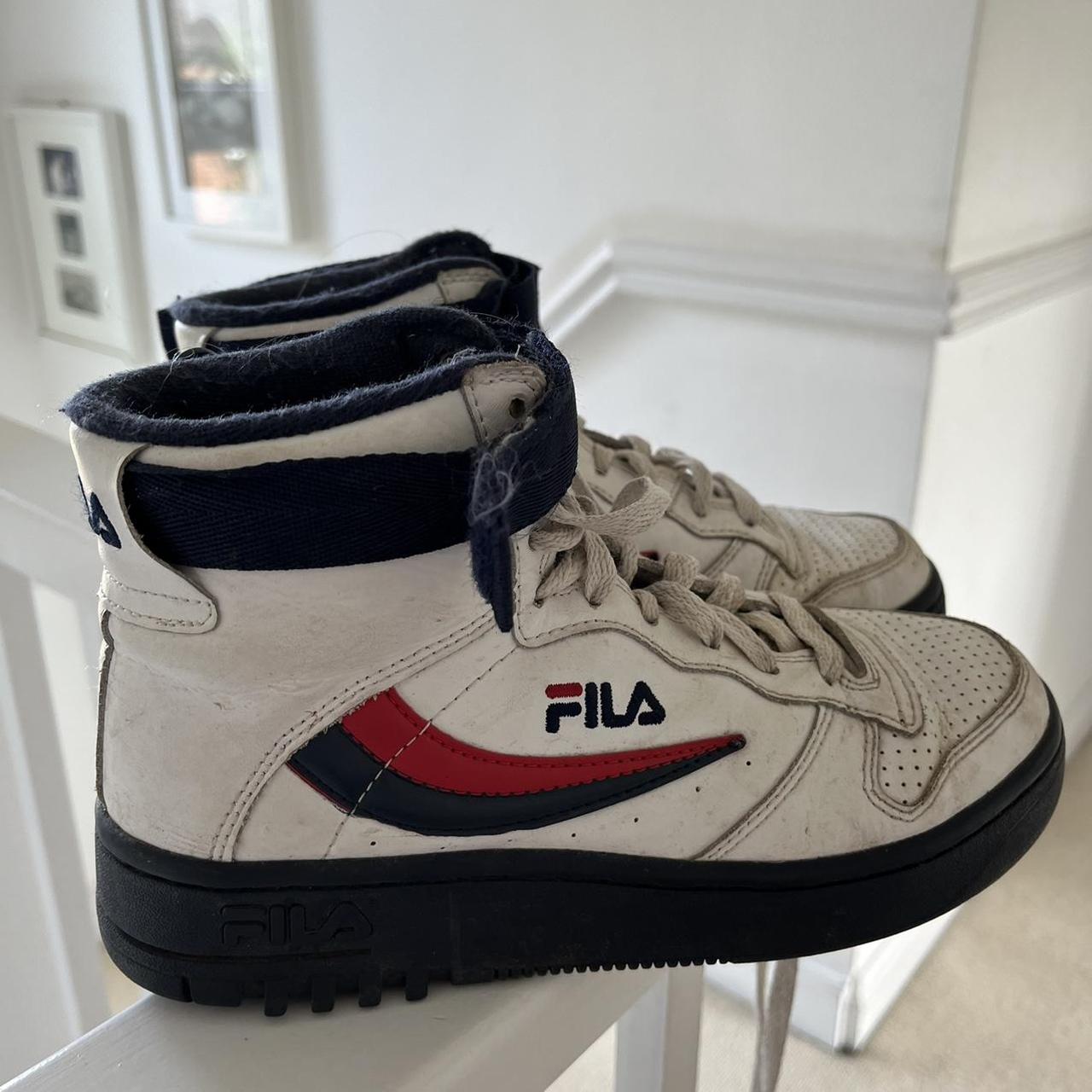 Vintage 1994 Fila High Top trainers Canvas White Size 4 - Depop