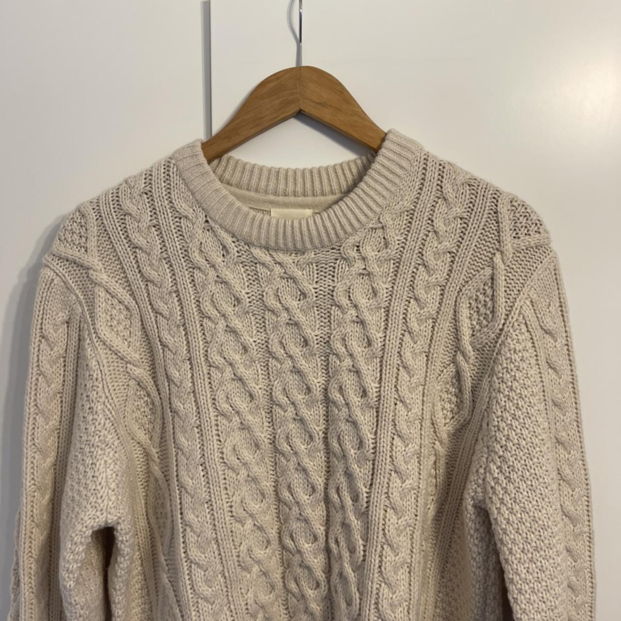 H&m h and m cream beige knitted sweatshirt.... - Depop