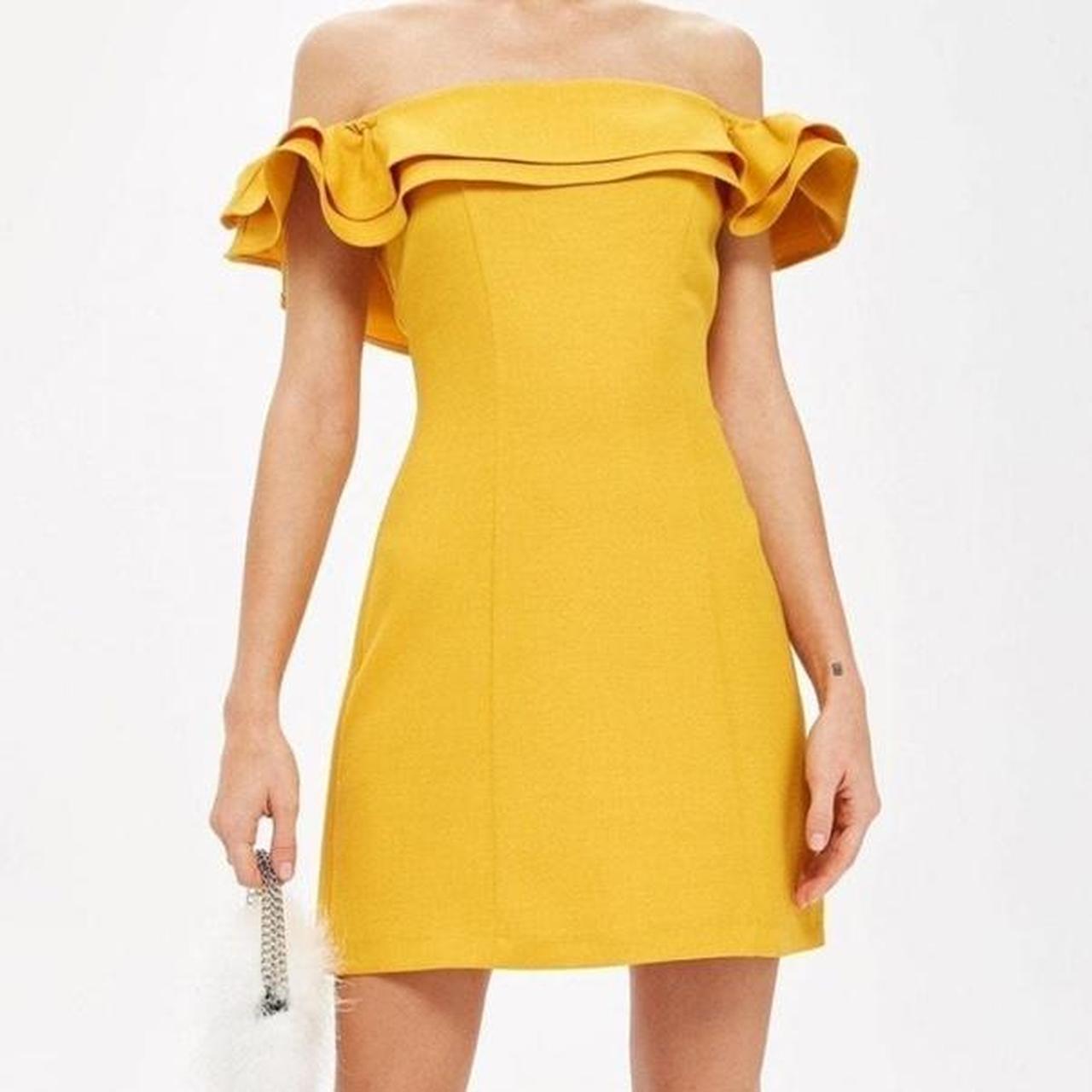 Topshop off the shoulder yellow dress XS,