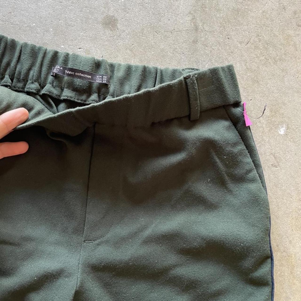 Zara army green soft pants above the ankle fit. Size... Depop