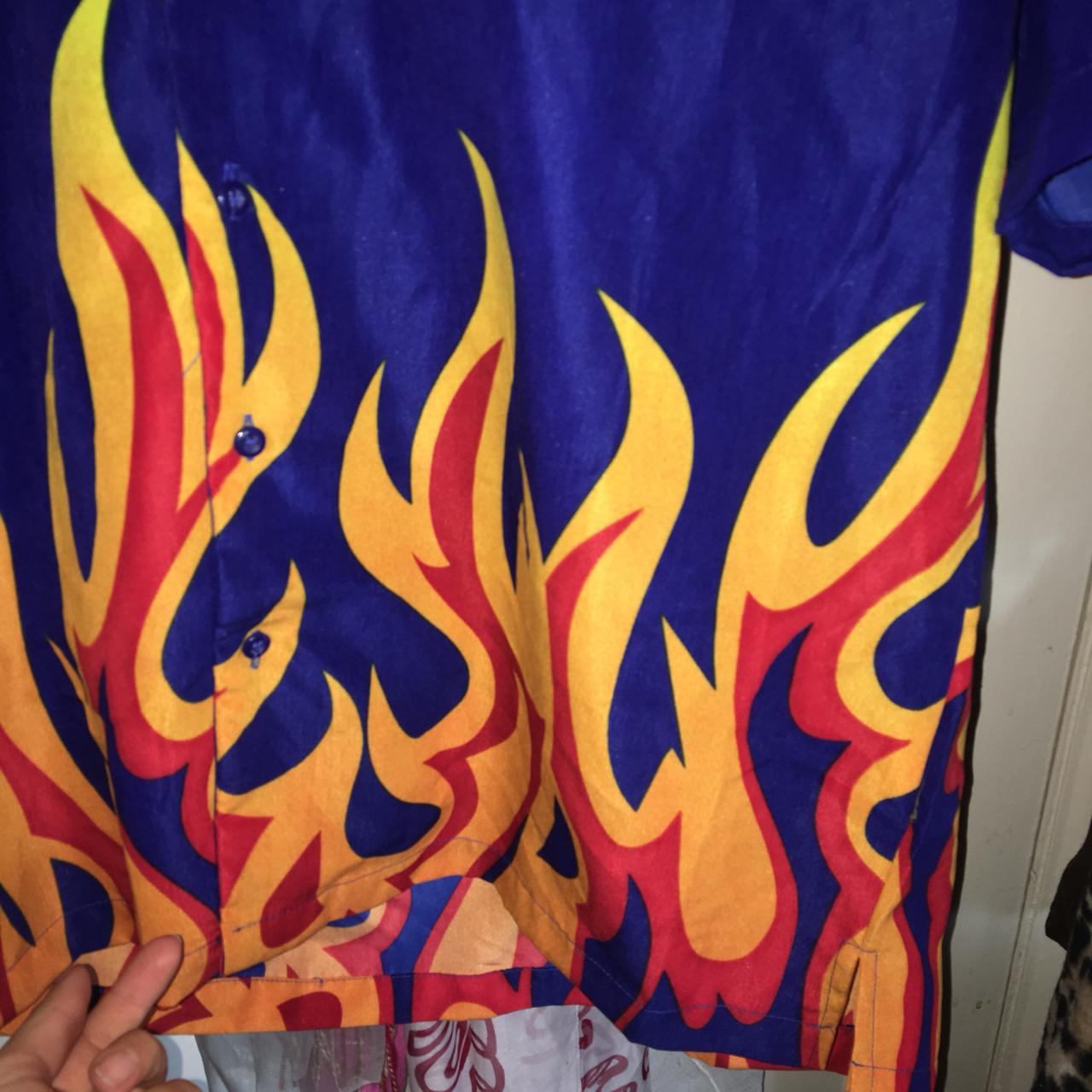 Crazy rare blue flame shirt. NEW. never worn. made | Depop