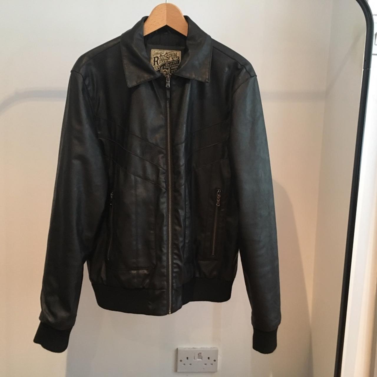 Great bike/ bomber leather look jacket. Size M.... - Depop