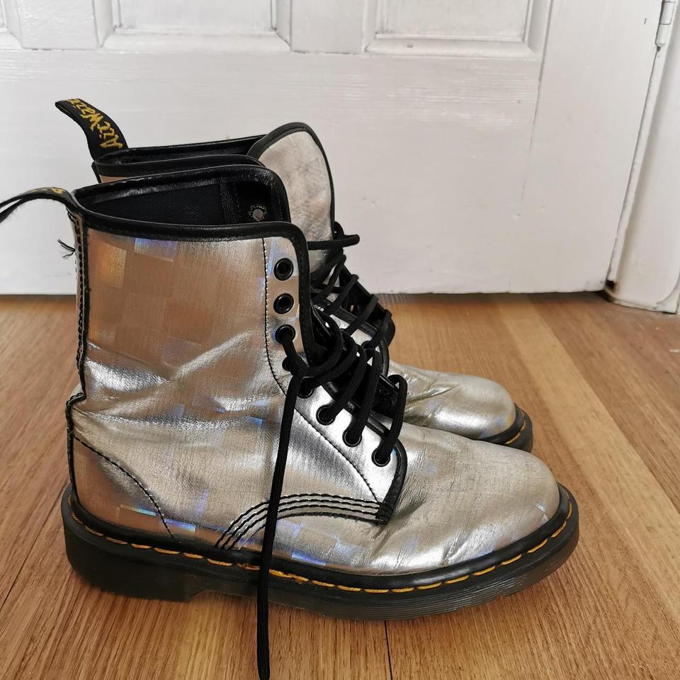 Dr martens hot sale silver boots