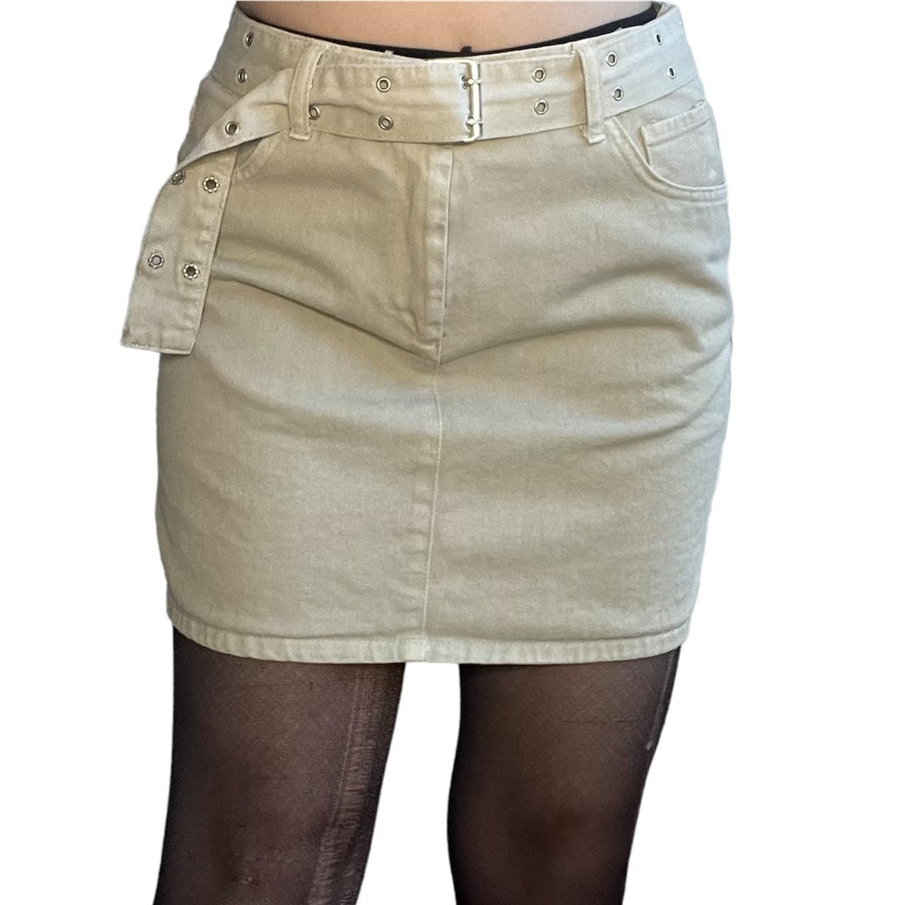 tan and cream mini skirt that comes with a matching... - Depop