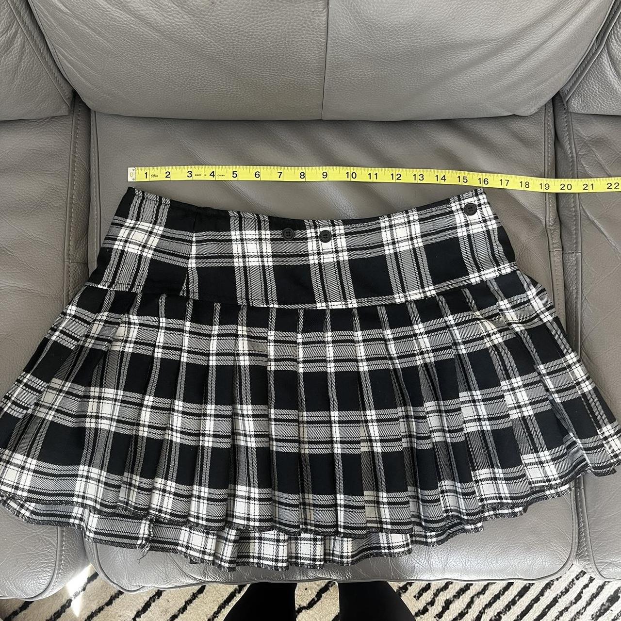 black white plaid pattern pleated mini skirt by... Depop