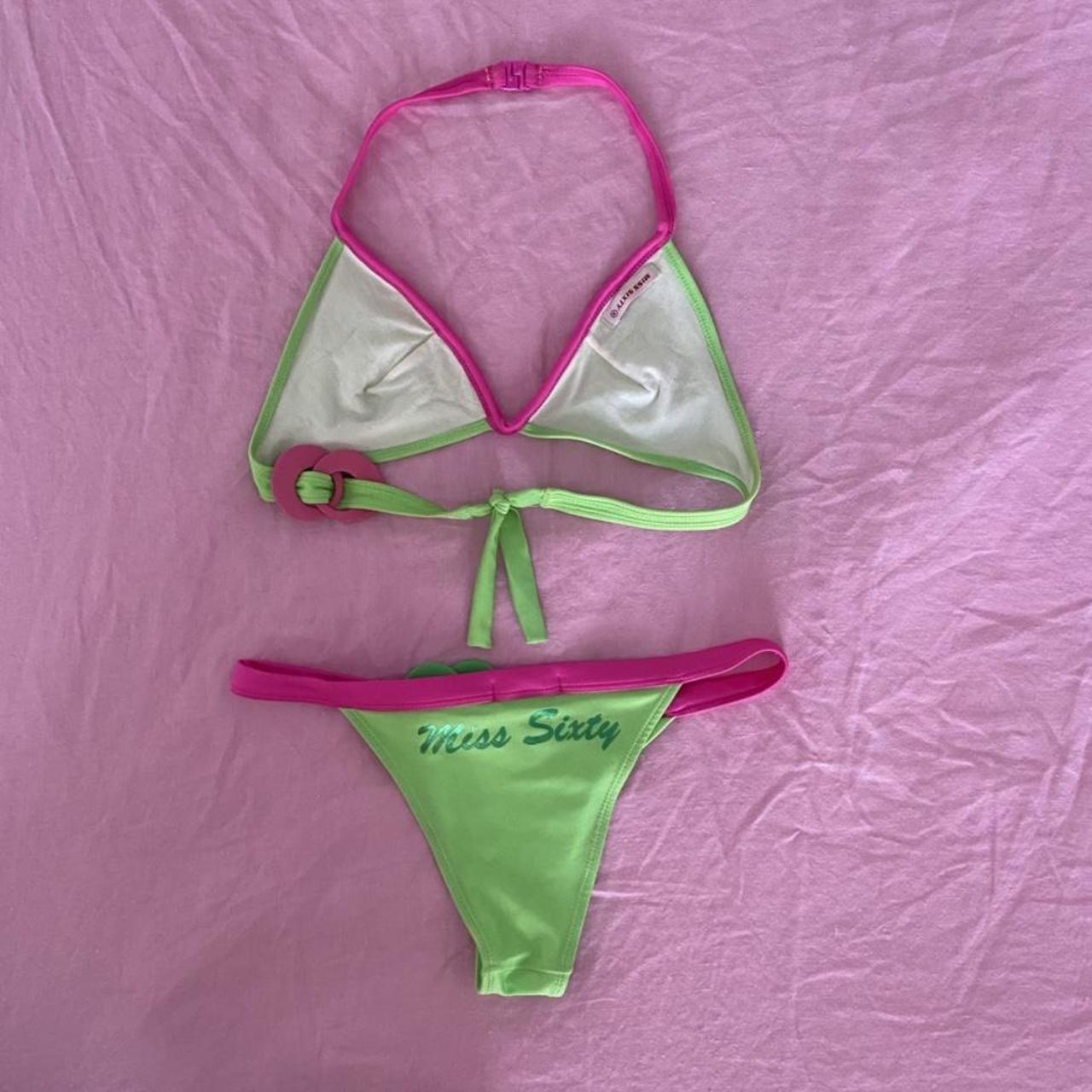 Miss Sixty Womens Pink And Green Bikinis And Tankini Sets Depop