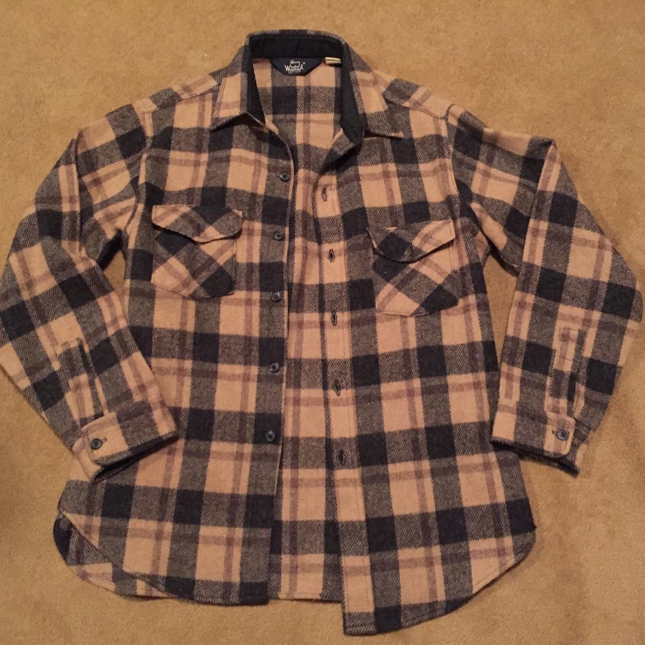 #woolrich wool brown plaid overshirt, vintage - Depop