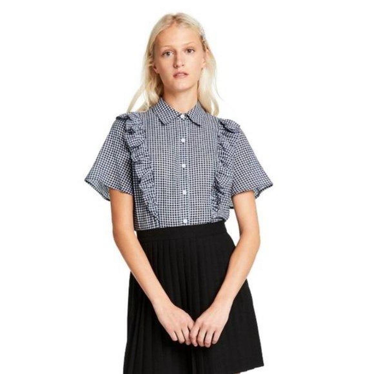 Sandy Liang X Target Gingham Button Up Collared Top Depop