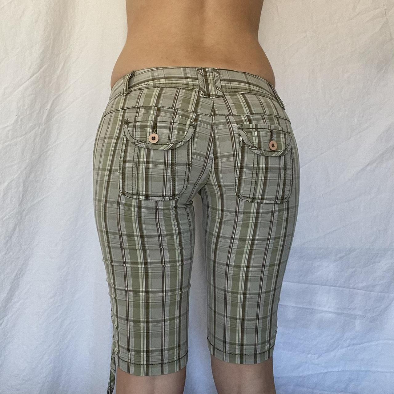 Green Plaid 2000s Bermuda Shorts Model Wears A Depop