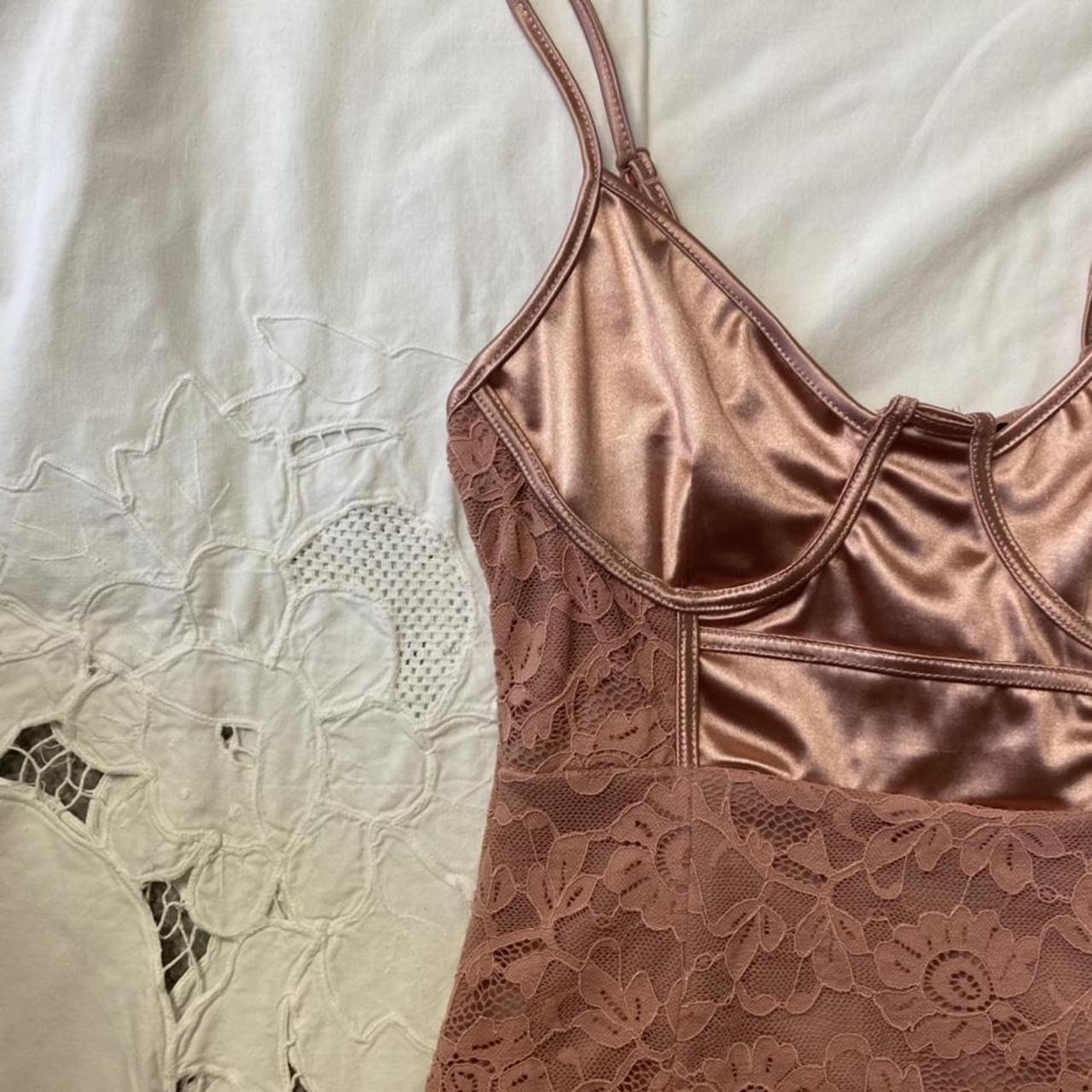 Gorgeous Blush Coloured Satin And Lace Corset Style Depop