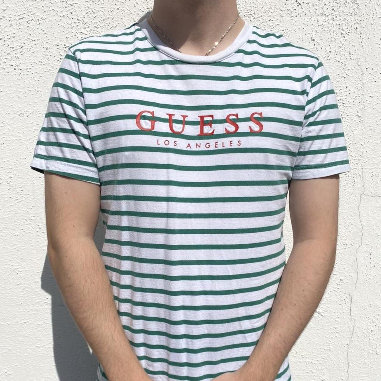 Guess t on sale shirt striped green