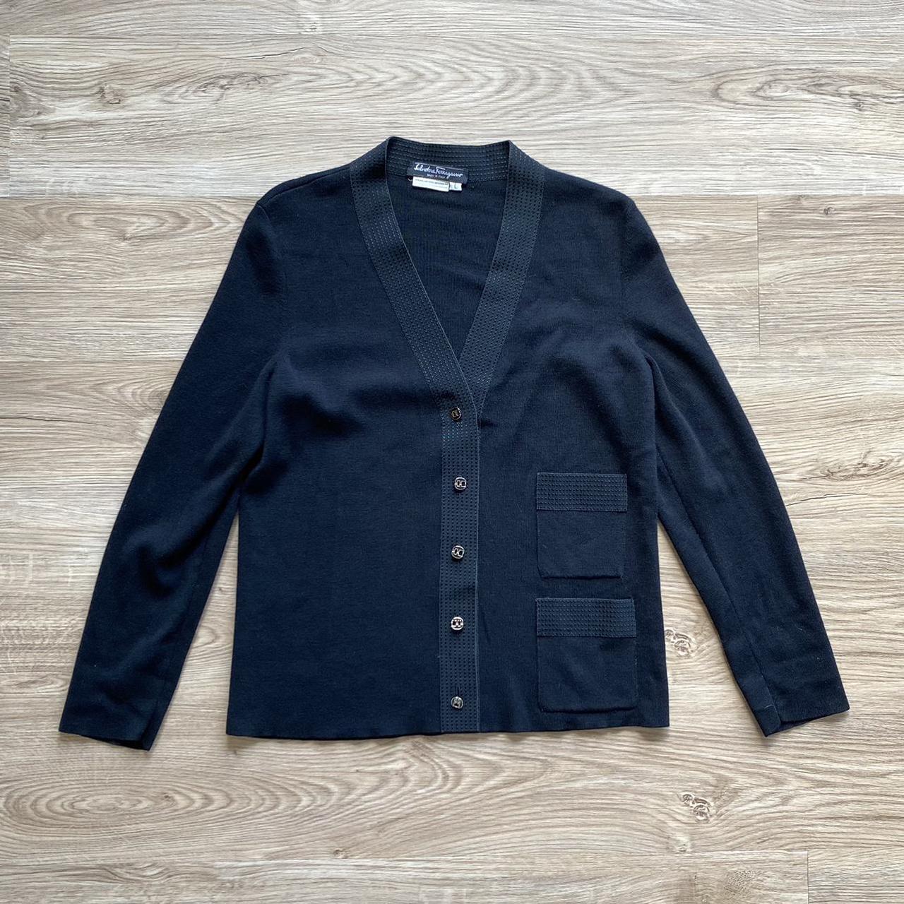 VINTAGE SALVATORE FERRAGAMO BLACK CARDIGAN... - Depop