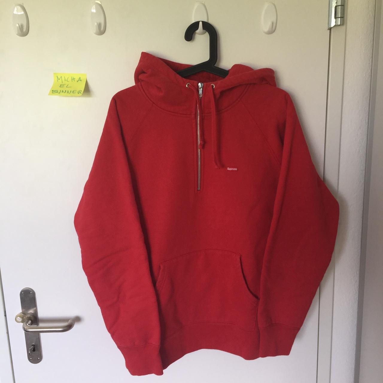 supreme small box logo bogo half zip pullover size... - Depop