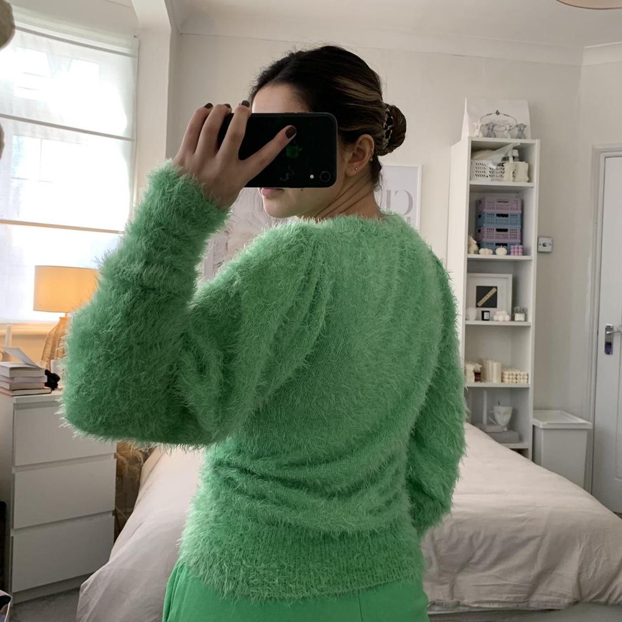 Green fluffy jumper best sale