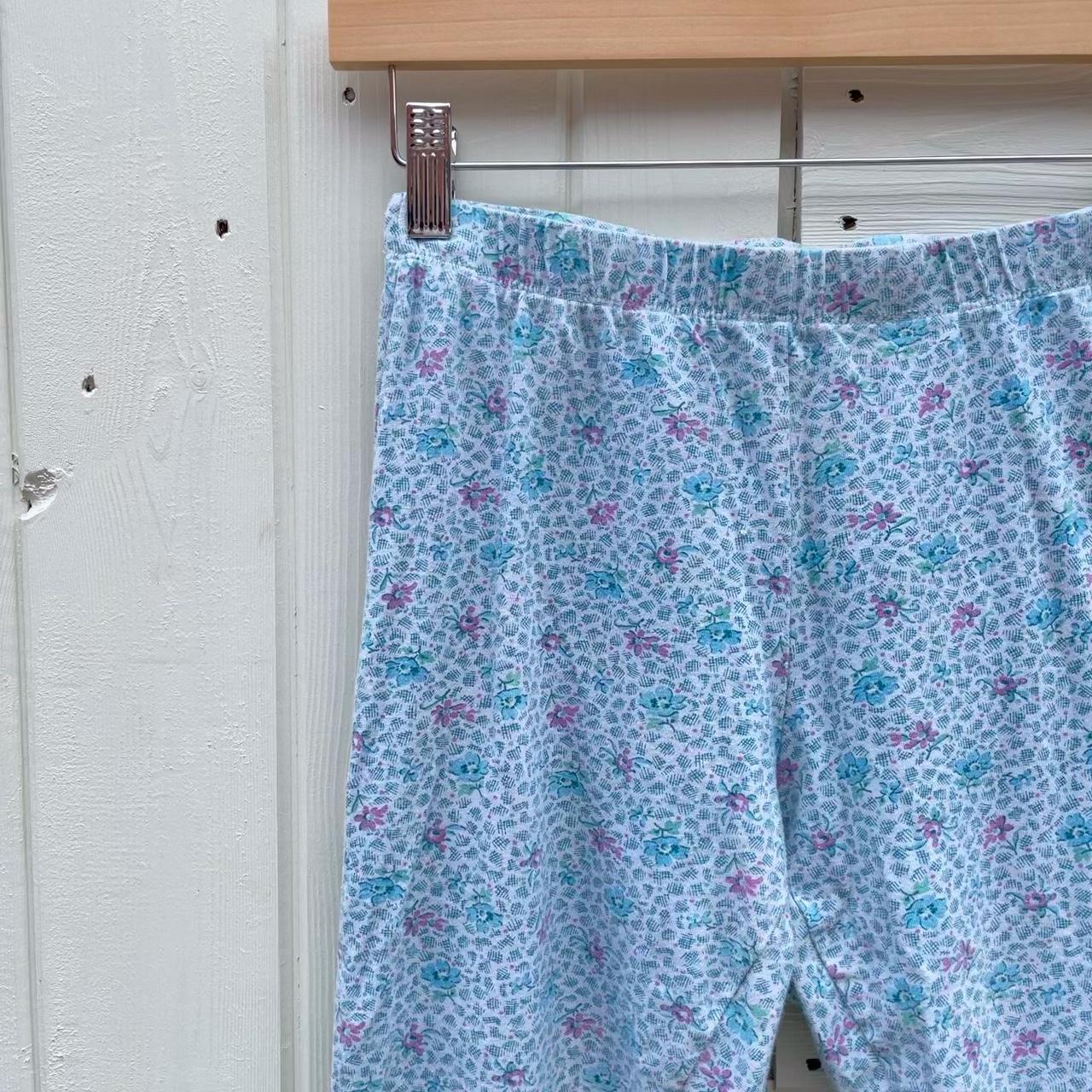 Loungewear Floral Pyjamas Bottoms Leggins in White,... Depop