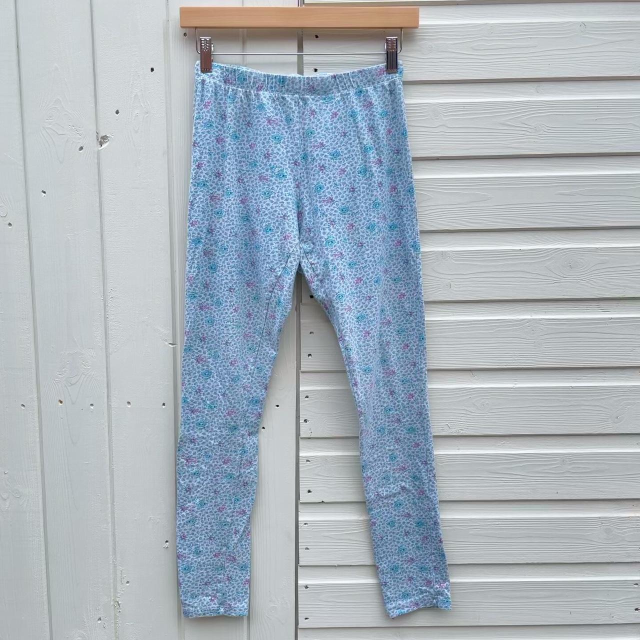 Loungewear Floral Pyjamas Bottoms Leggins in White,... Depop
