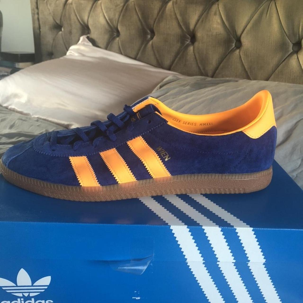 Adidas Wien trainers Blue and yellow Brand new with... - Depop