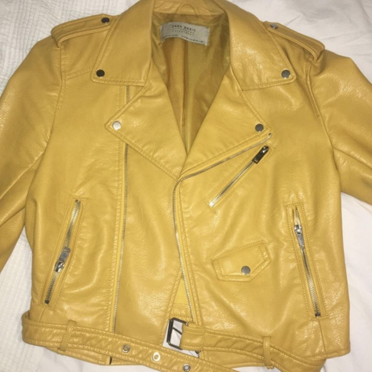 Yellow leather Zara jacket will fit 810 Depop