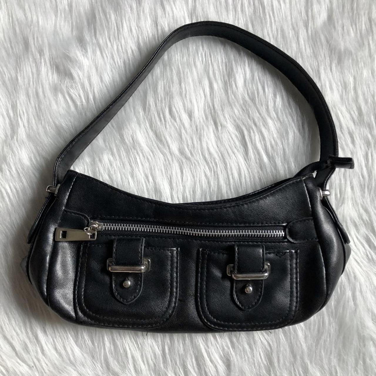 Y2K leather mini purse ⛓ features metal zipper and... - Depop