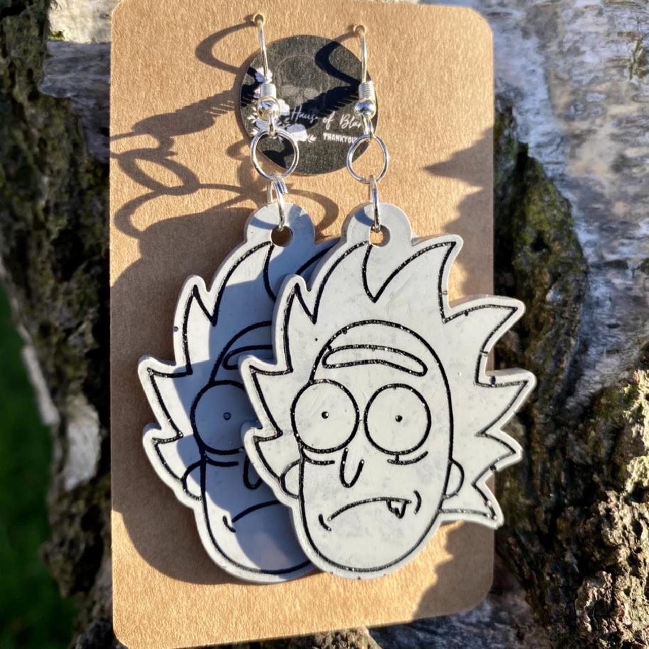 Handmade Rick and morty Sanchez grey earrings... - Depop