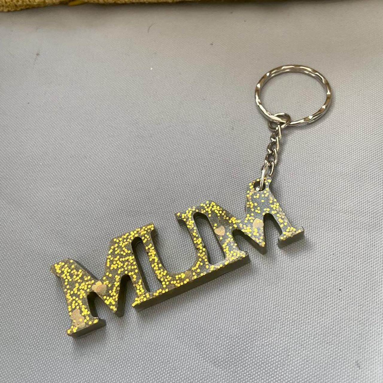 Handmade mum gold epoxy alternative glitter keyrings... Depop