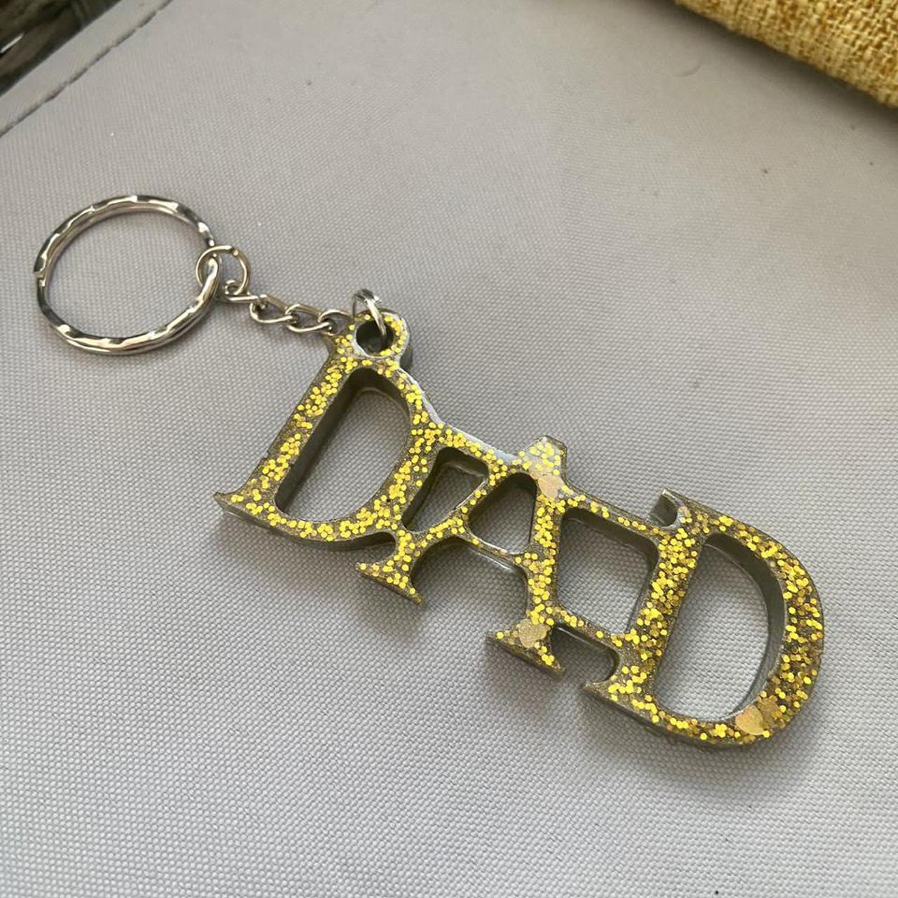 Handmade dad gold epoxy alternative glitter keyrings... Depop